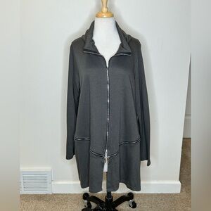 Comfy USA Charcoal Knit Jacket Size L Full Zip Minimalist Lounge